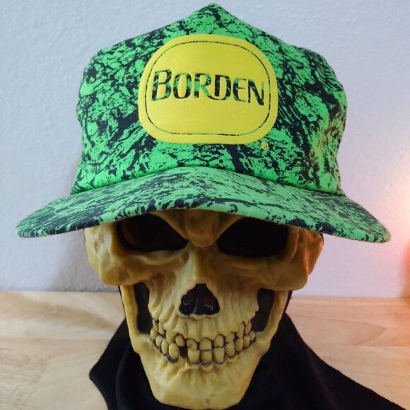 Vintage 90s Borden Abstract Neon Snap Back Hat - Picture 1 of 8